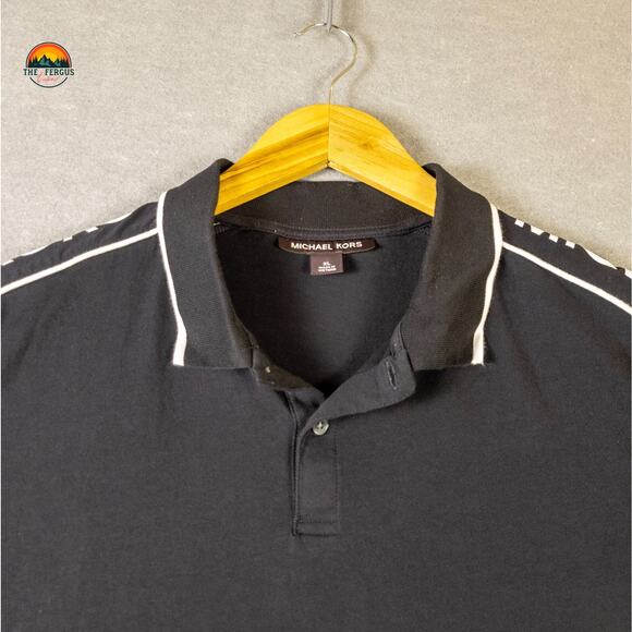 Michael Kors Polo Shirt Black Short Sleeve Collared Cotton Preppy Men's Size XL - Picture 3 of 9